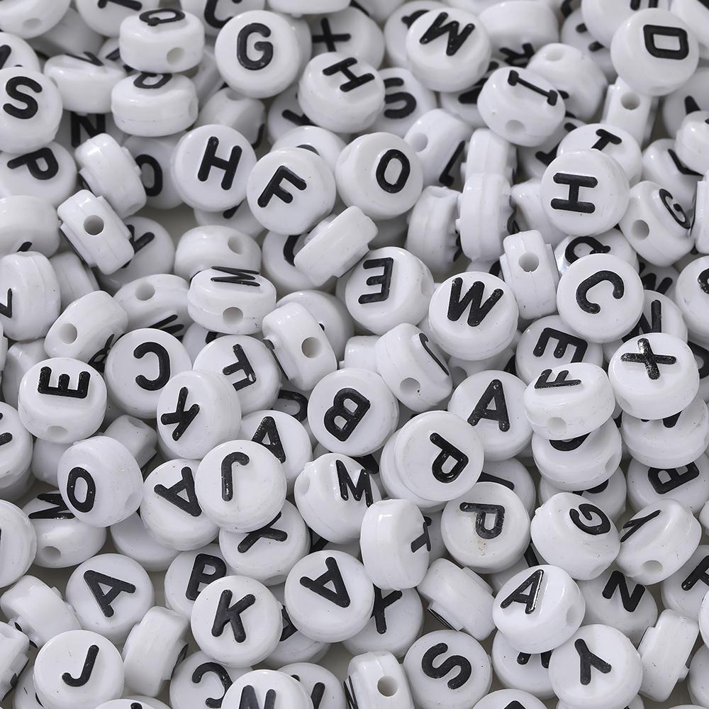 30pcs 6*10mm Mixed Acrylic Letter Beads Round Spacer Loose Beads for DIY Necklace Bracelet Earring Jewelry Making Accessories