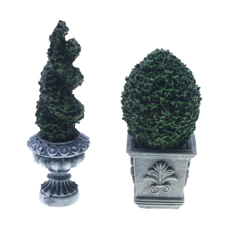 

Resin Potted Plant Model Figurine for Miniature Doll House Decoration Safe and Children Friendly Decorative Planter 2pcs 1