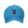 Black Cat Portrait Washed Baseball Cap Unisex Cotton Adjustable Outdoor Trucker Hat