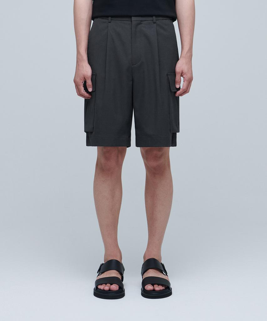 MUSINSA STANDARD Wide Banded Cargo Half Slacks [Gray]