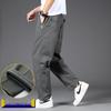 Plus Size Men's Loose Fit Casual Straight-Leg Pants for Spring/Autumn