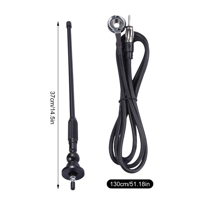Car Antenna Amplifier AM/FM Portable Aluminum Alloy Car Aerial Black Signal Amplifier Screw Install Antenna Replacement For Car