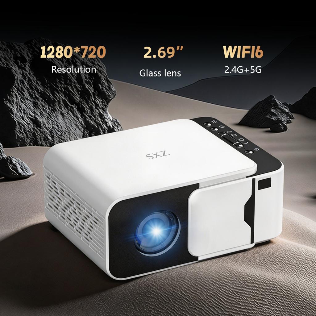 New T5 Mini HD 720P Resolution WiFi 6 Android 14 System H723 Chips Home Theater LED Smart Video Cinema Portable Projector