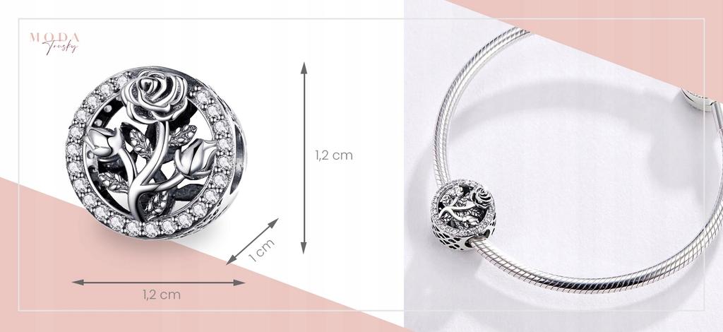 Charms Do Pandora Zawieszka Charms Romantyczna Róża Moda Trusky