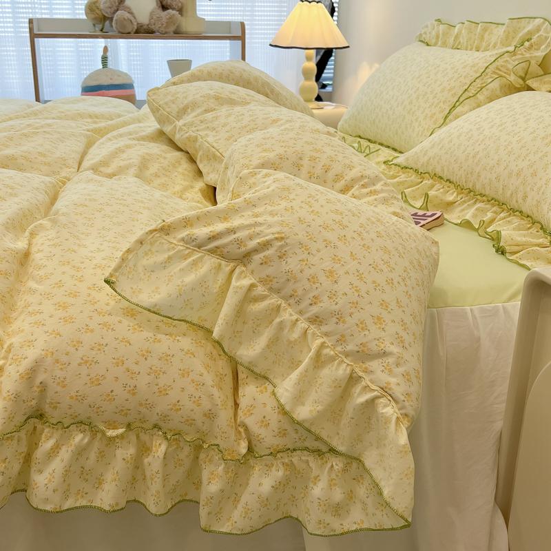 

Комплект постельного белья Ins Princess с цветочным кружевом и оборками, комплект простыней на резинке, романтический, размеры твин и кинг, домашний декор, пододеяльник, комплект постельного белья Flat Bed Sheet&3pcs 1.2m bed