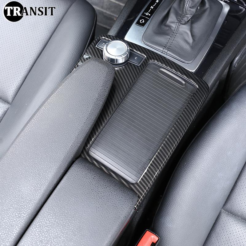 For Mercedes Benz C Class W204 C180 C200 2007 2008 2009-2013 Accessories Carbon Fiber Car Interior Gear Door Lift Trim Sticker