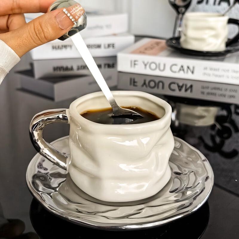 Luxury Ceramic Coffee Cup and Saucer Set with Spoon