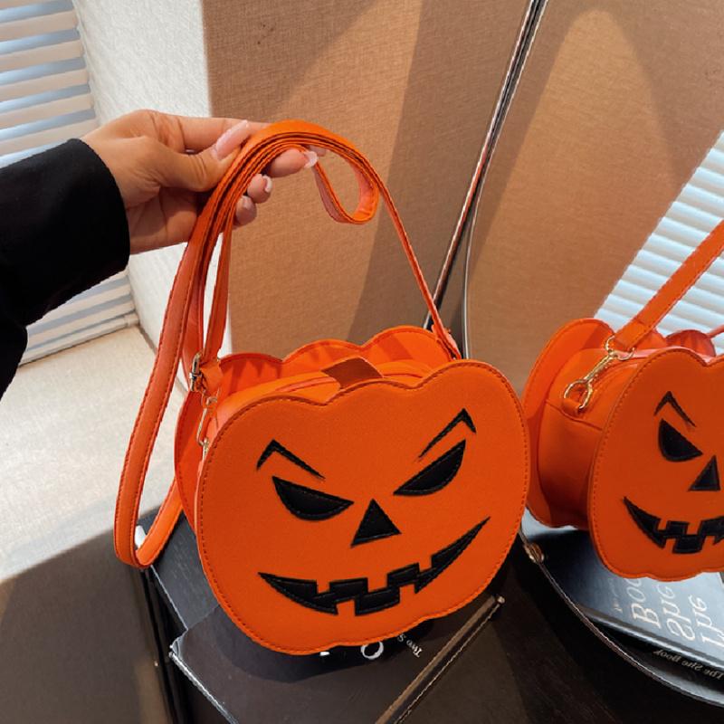 Dýňová crossbody taška pro ženy Dýňová taška přes rameno Dámská Halloweenská taška PU kůže Démon Messenger taška Halloweenská nákupní taška