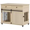 Dog Crate on Wheels, 2 Doors, 2 Drawers, for Medium and Large Dogs, Wood, Steel