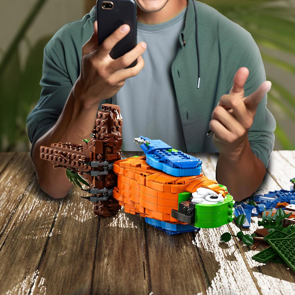 Non-Toxic 1138Pcs Parrot Building Blocks Toys Model Parrot Assemble Puzzle Bricks Toy Sets For Kid Desktop Ornament Gifts