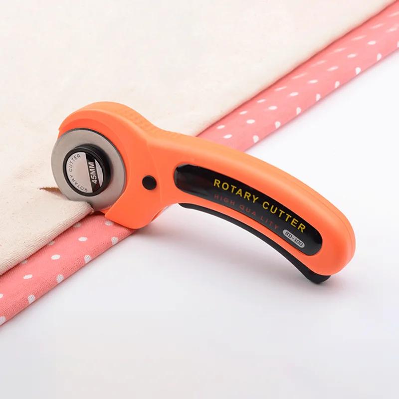 For DIY Leather Craft Orange Round Hob Fabric Leather Craft Wheel Cutter Rotary Cutter Tools with Blade and A4 Cutting Board