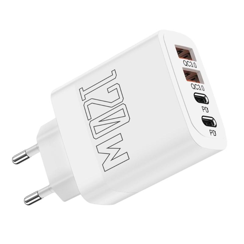 120W Double PD Double USB Port Rapid Charging Block EU Plug Type C USB Wall Charger for Phone Tablet Fast Power Adapter