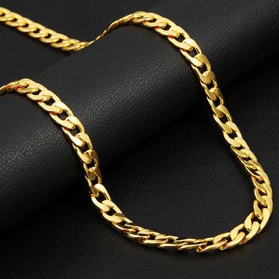 Neue europäische und amerikanische vergoldete Halskette, kubanische Kette, Gun Black Halskette, Herrenschmuck