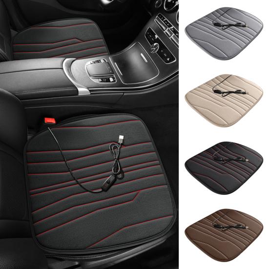 12V Heated Car Seat Cushion 17.72"x17.72" Thick Memory Foam Seat Protector Pad Anti-Slip Bottom Car Seat Pad for Car Office Home Use