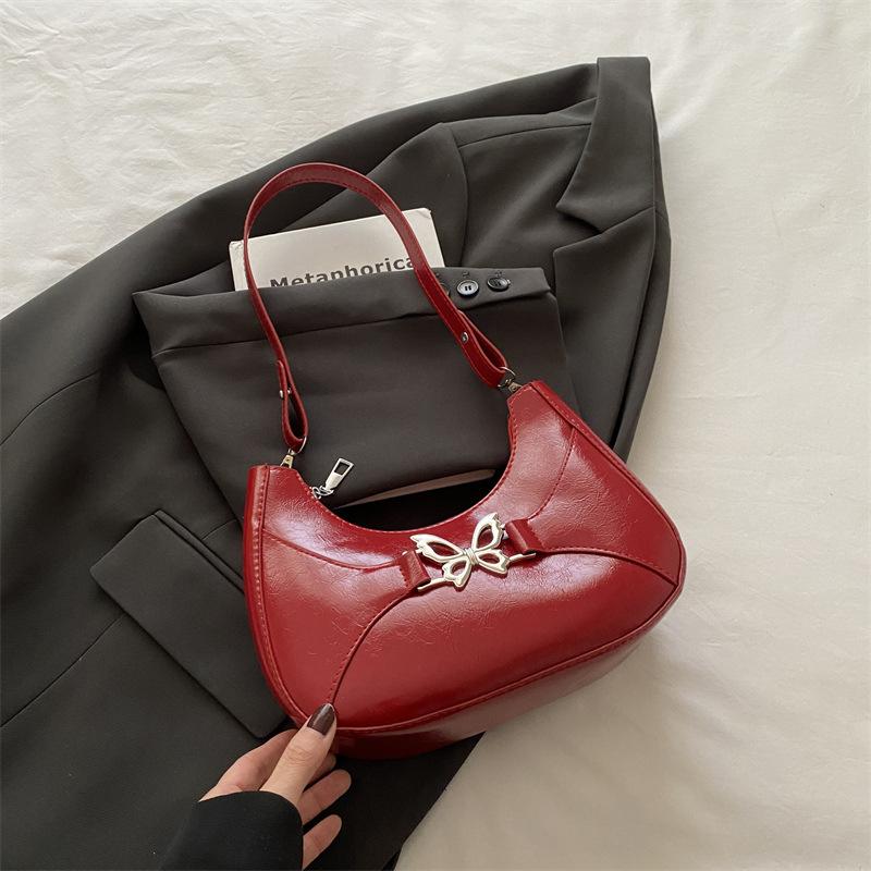 

Женская высококачественная цепочная сумка-бабочка подмышку, ретро нишевая сумочка в стиле Spice girl, универсальная наплечная сумка, сумка-мессенджер красный