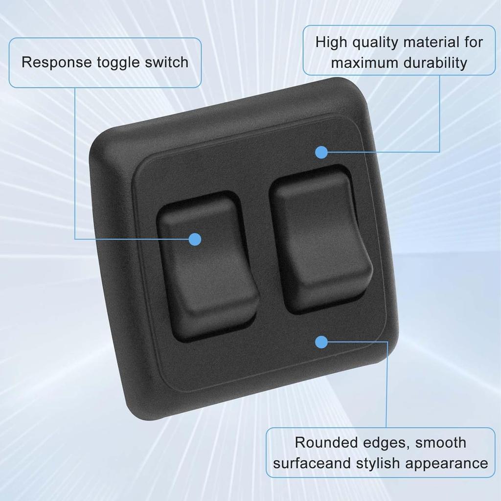 Double SPST On-Off Toggle Switch with Bezel, Technology Components 12V Light Switch for RV, Camper, Trailer