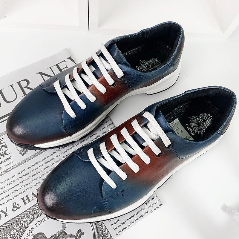 Top Quality Handmade Men Casual Leather Shoes No-Slip Brand Outdoor Mixed Color Genuine Leather Men Sneakers Plus Size 38-46