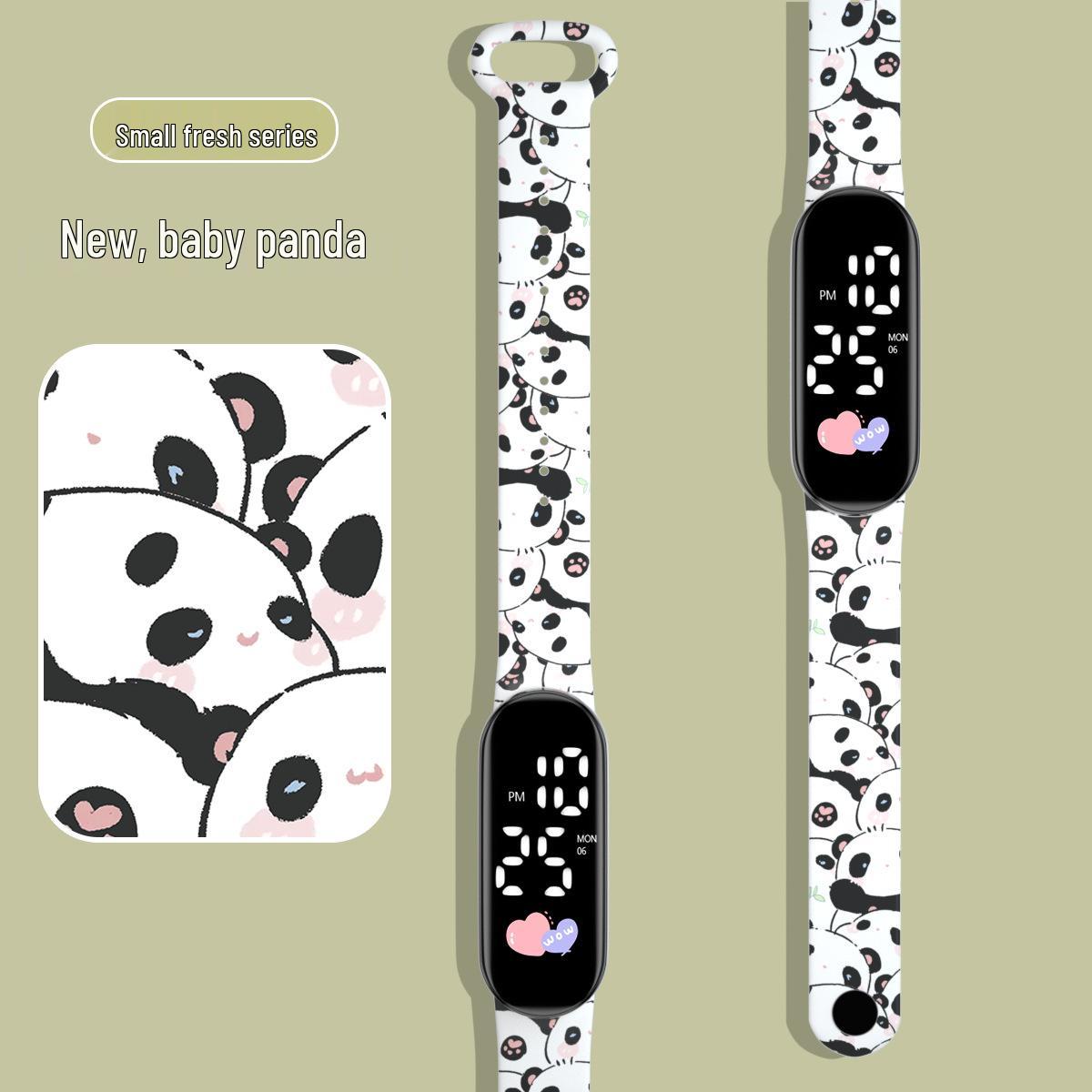 Girls  LED Cartoon Ink Waterproof Sports Watch with Luminous Bracelet Design
