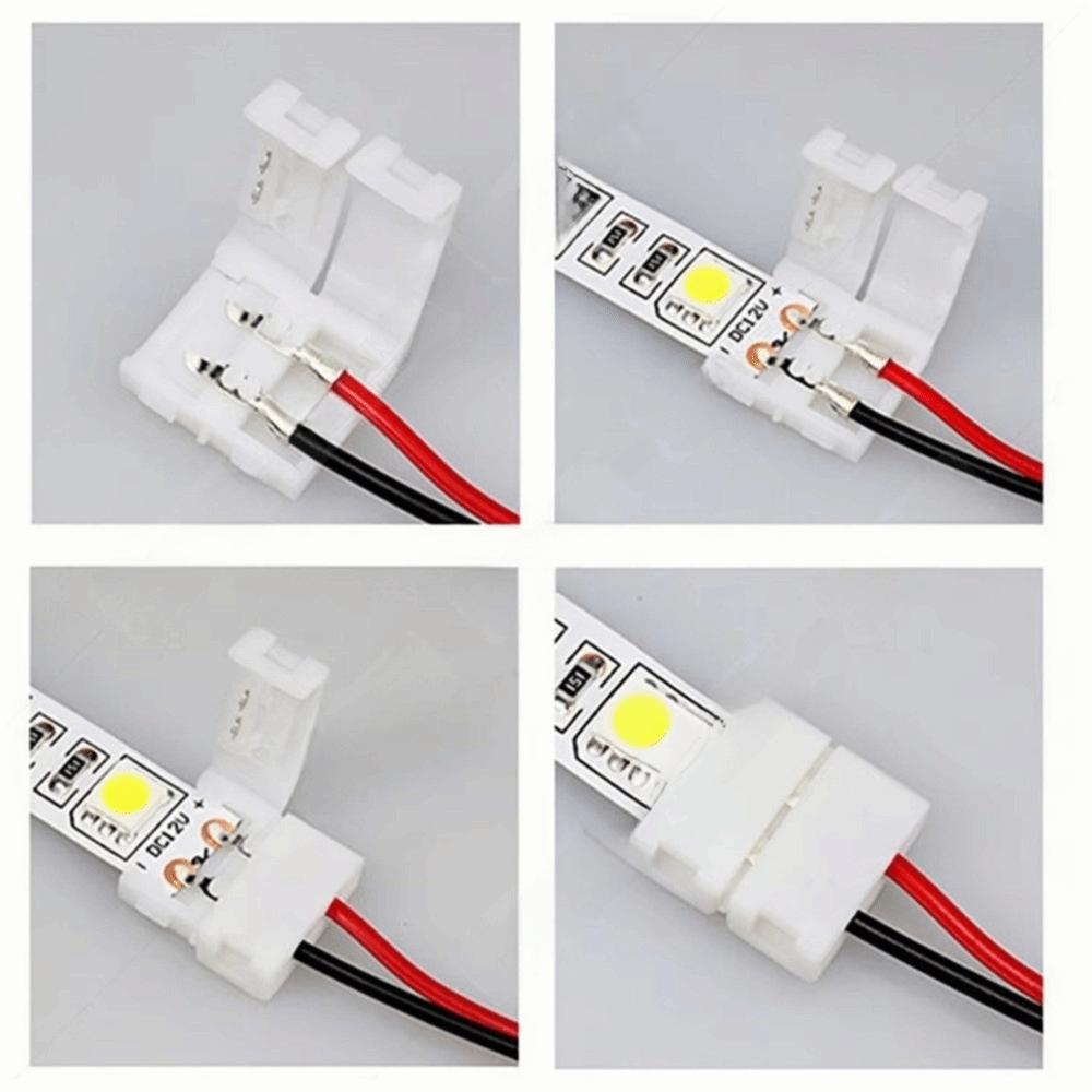 Lötfreier 2-Pin LED-Streifenverbinder 8mm 10mm Einzelkopf Lötloser LED-Streifenadapter Schnelle Verbindung Stromkabelverbinder