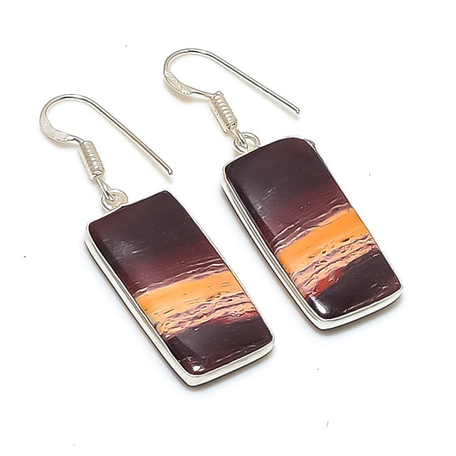 Natural Red Snakeskin Gemstone 925 Sterling Silver Jewelry Earring 1.77  AE-12092