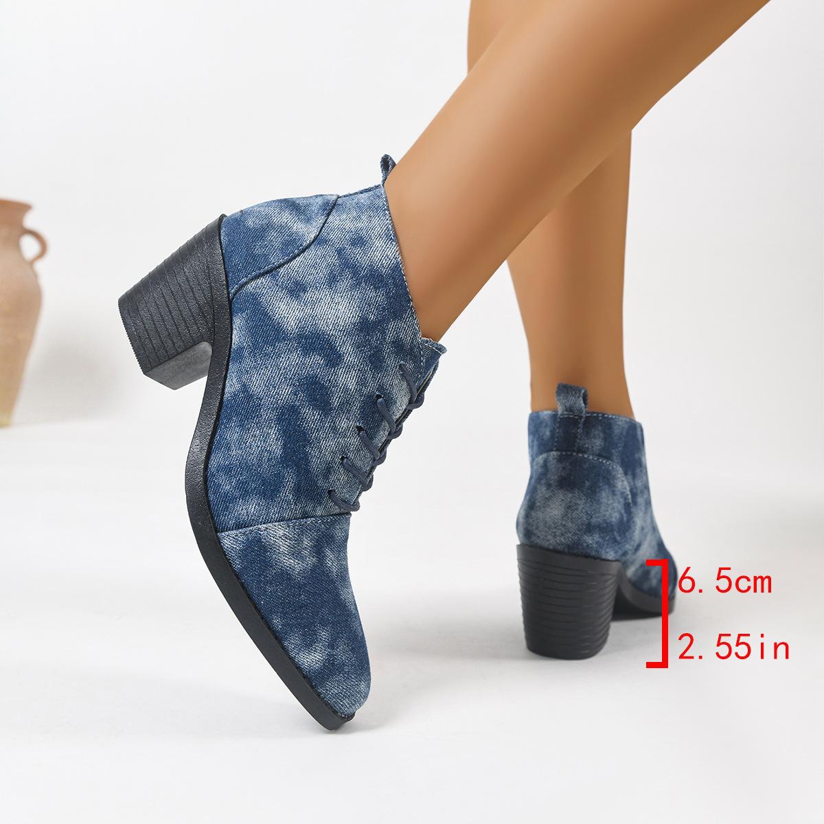 

Autumn and winter new thick-soled medium-heeled Martin boots women s fashion white-matched short boots British fashion boots women 43 синий