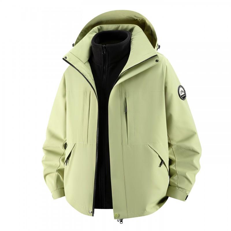 Men Women 3-in-1 Outdoor Waterproof Windproof Jacket With Detachable Down Inner Layer Hiking Camping Winter