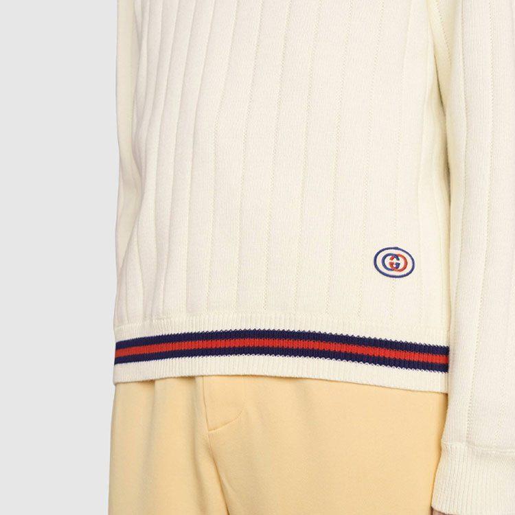 Gucci Sweaters Men's Beige V Neck Moderate 653626-XKBUR-9182
