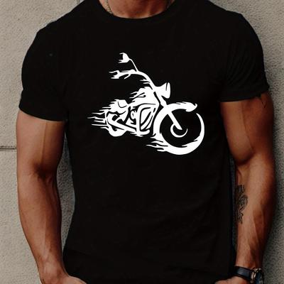 Motorcycle Graphic Men's Short Sleeve T-Shirt Summer Casual Breathable Cotton Tee