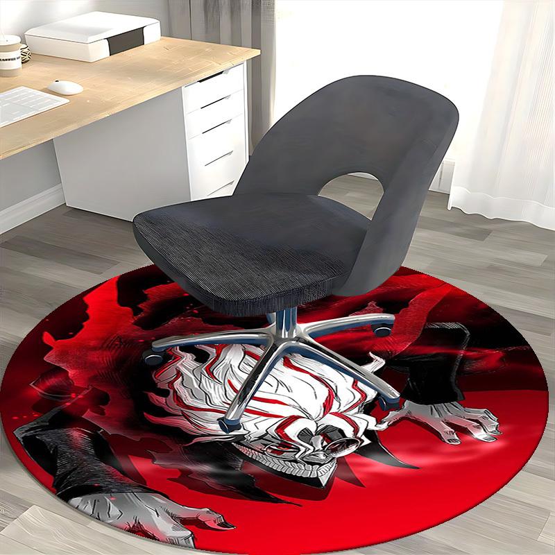 1pc Tokyo Ghoul Kaneki Ken Round Carpet Anime Cartoon Design, Office Chair Mat, NonSlip Rug for Home Decor, Living Room