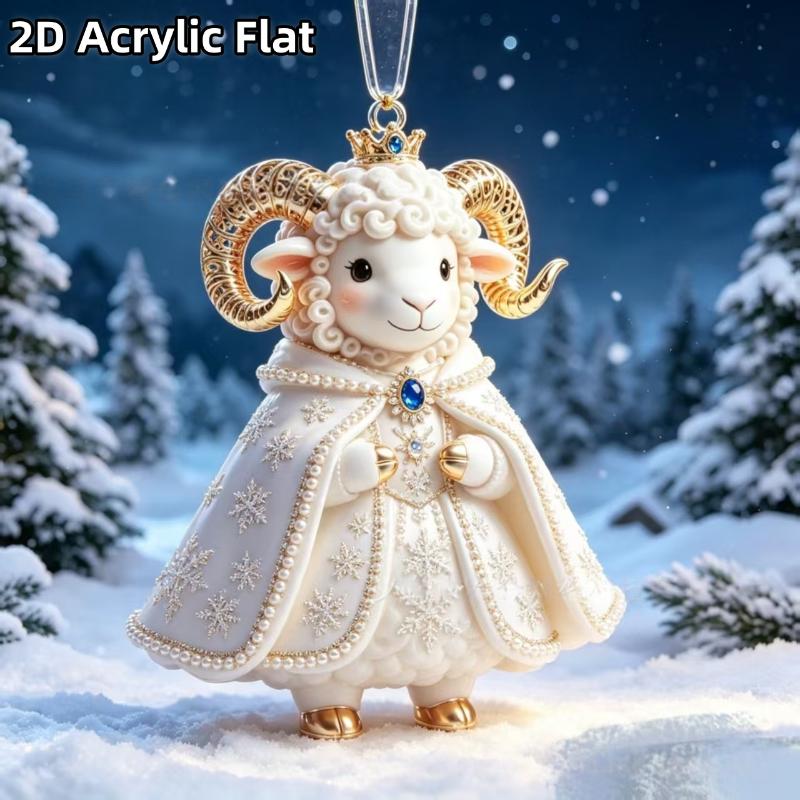 Shining Goat Hanging Ornament 2D Flat Embossed Pattern Goat Bag Charm For Festive Occasions Gifts
