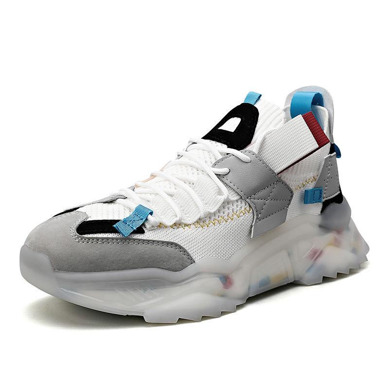 Большие размеры осенне-зимние молодежные дышащие мужские кроссовки с плетеной подошвой спортивная обувь повседневные мужские кроссовки для бега и баскетбола 39 белый 5418₽