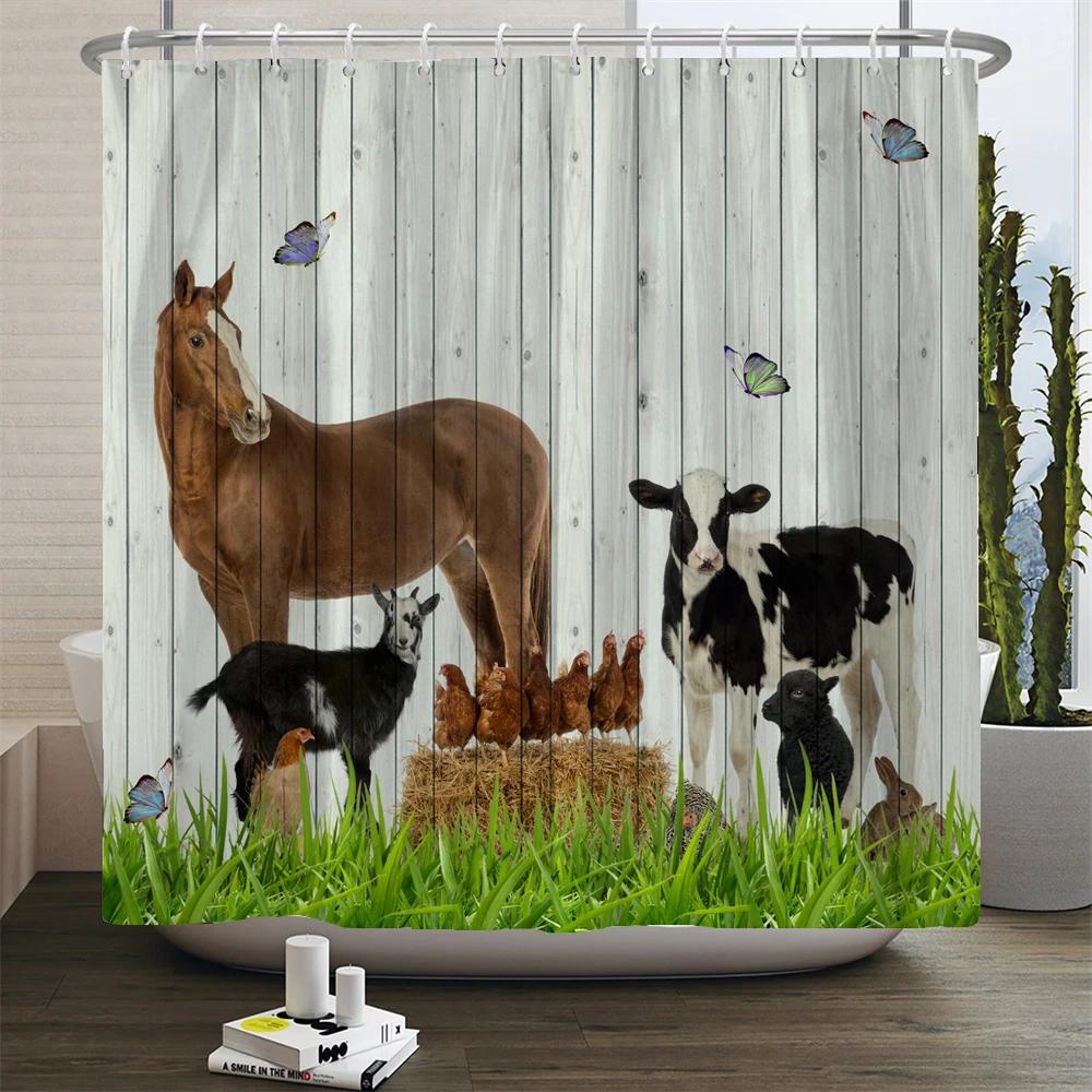 

3D Printed Dutch Cattle Pattern Waterproof Bath Curtains Farm Cow Shower Curtains Bathroom Polyester Decoration Shower Curtain W60H190(CM)-1 Pcs