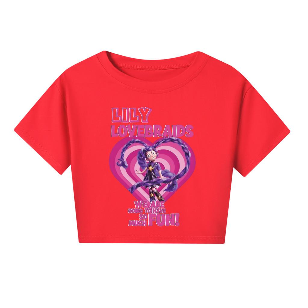

5580 Kids Girls Lily Lovebraids Print Anime Short T-Shirt 160cm