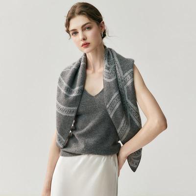 Women's Cashmere Long Scarf: European & American Light Luxury Jacquard Thickened Shawl, Two-in-One Winter Warm Accessory
