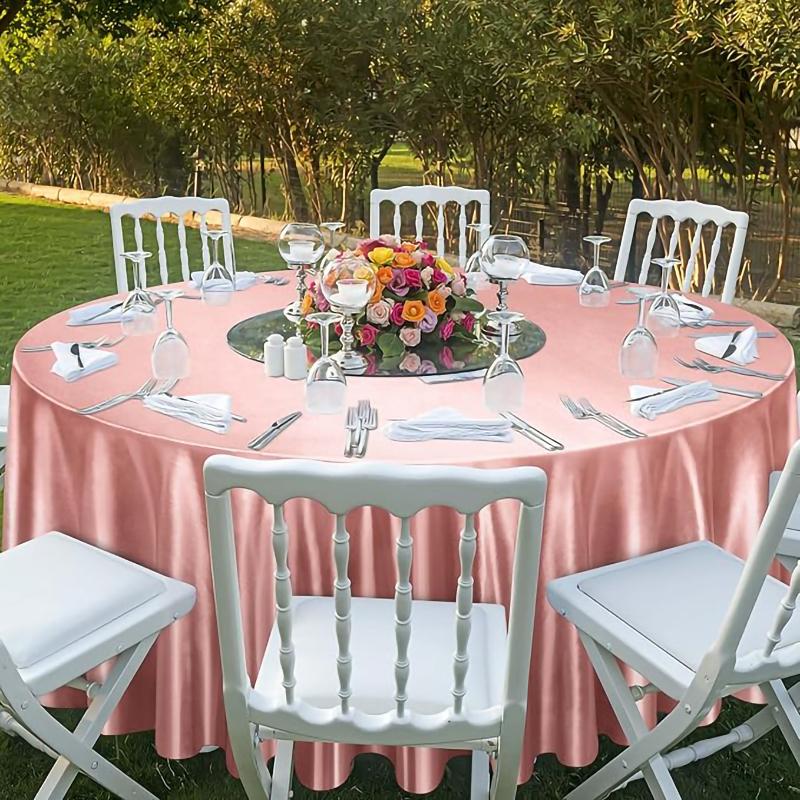 Round Satin Tablecloth Sky blue Bright Silk Tablecloth  For Baby Shower Wedding Birthday Party Banquet Christmas Table Decor