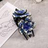 Elegant Full Rhinestone Floral Women's Retro Vertical Hair Clip – Non-slip Updo Ponytail Accessory