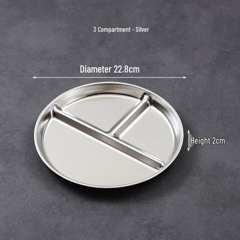 Dajujiang 304 Stainless Steel 3-Compartment Meal Plate