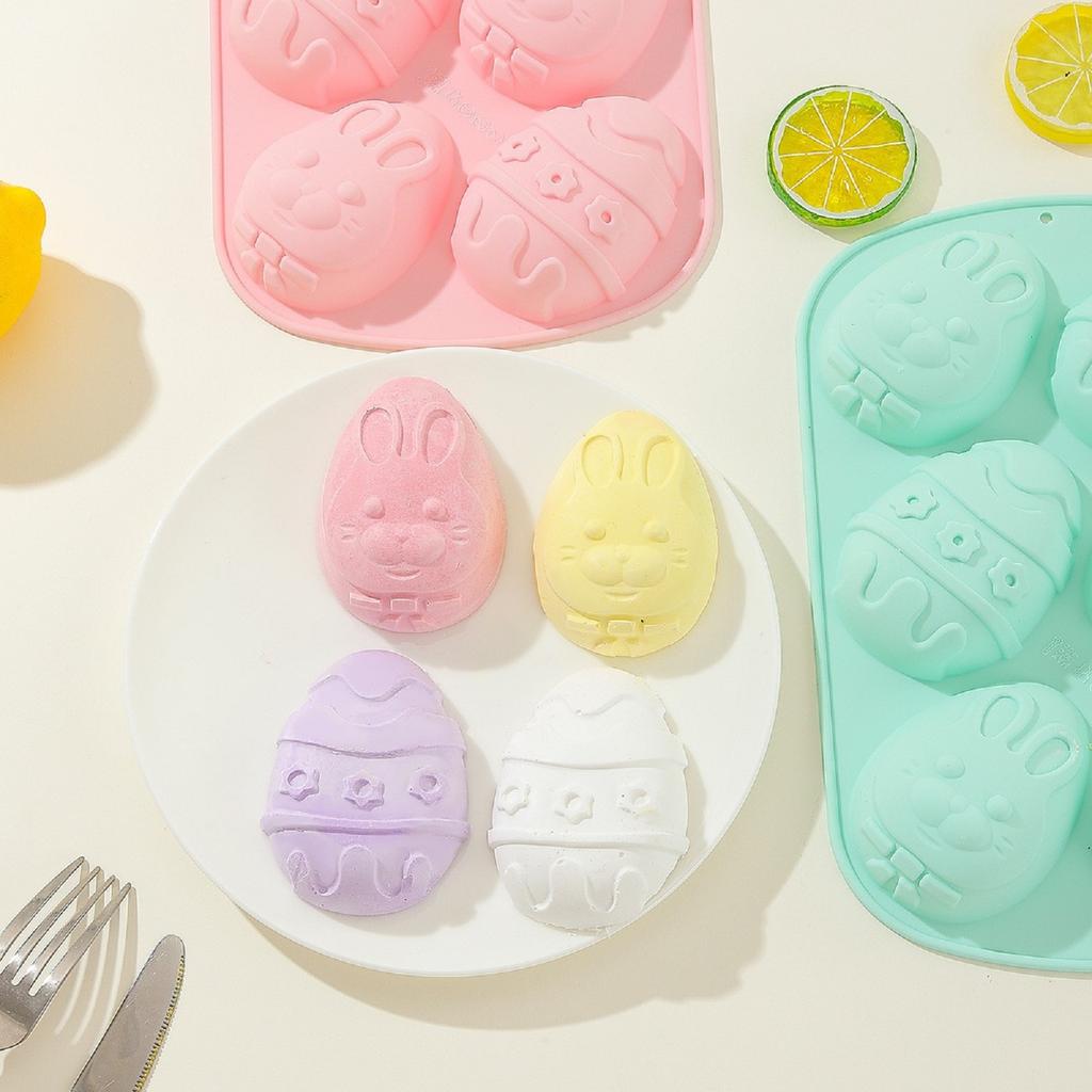 Siliconen Paasei Vorm Met 2 Verschillende Patronen, Geschikt Voor Het Bakken Van Chocolade, 6-Gats IJs Bakvorm, Gebruikt Voor Het Maken Van Taarten En Desserts,
