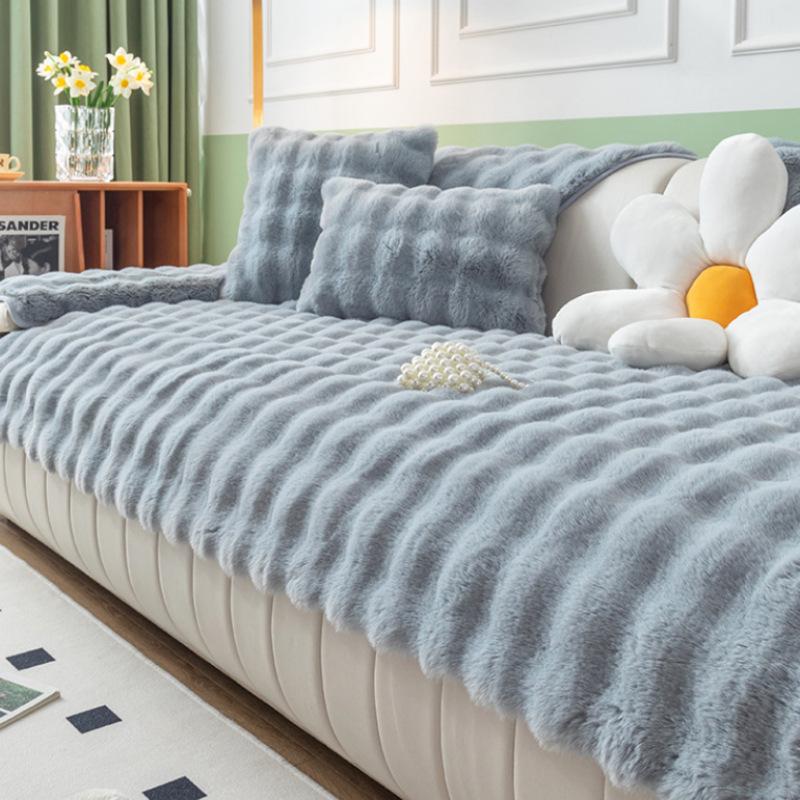 Thick Plush Non-slip Knitted Sofa Cover & Seat Cushion for All Seasons