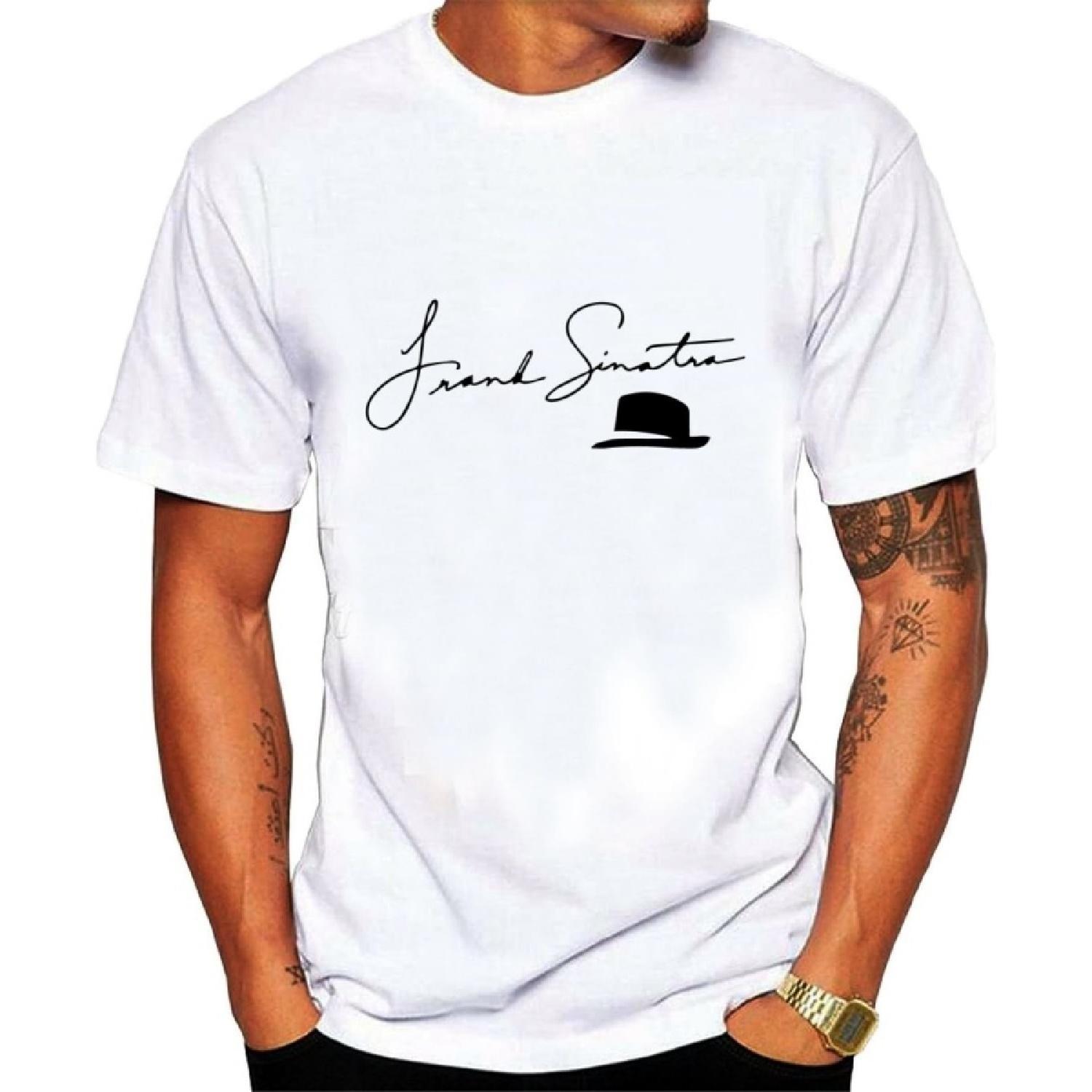 LLEMANU Men s Popular Singer Frank Sinatra T Shirt White Short Sleeve S