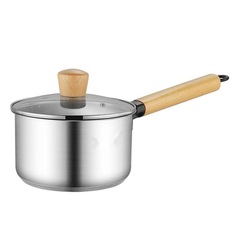 20CM 304 Stainless Steel Soup Pot with Wooden Handle