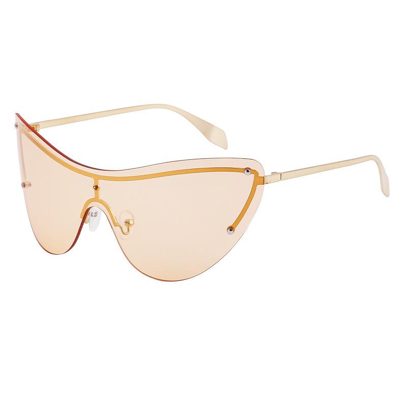 

New Rimless Cat Eyes One-Piece Cool Women Sun Glasses Y2K Design Outdoor Cycling Hiking Sports Men Sun Glasses UV400 as the picture