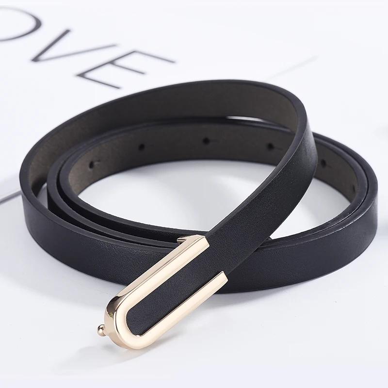 Women's Belt Fashion U-shaped Snap Button Thin Belt Versatile In All Seasons and Simple Youth Belt Paired with Jeans Women Belt