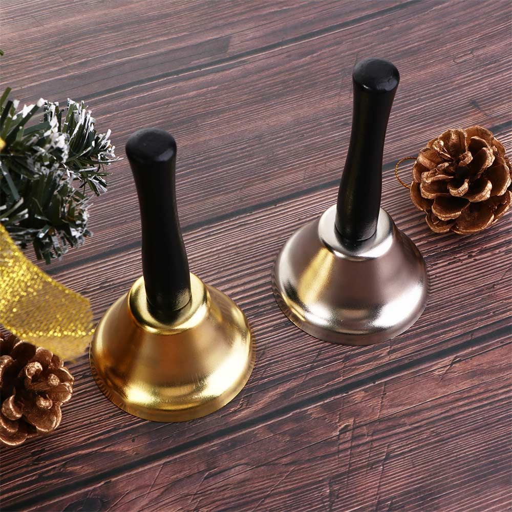 Handheld Party Alarm Wooden Handle Metal Christmas Decor Hand Bell Dinner Ring Call Service