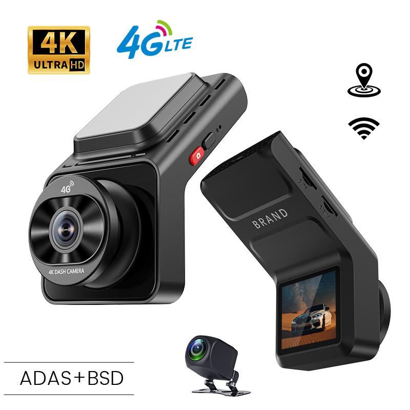 4K +4G 2Inch dashcam with dual lens record wifi gps tracking fit remote live video check on phone 12-24v power supply car camera