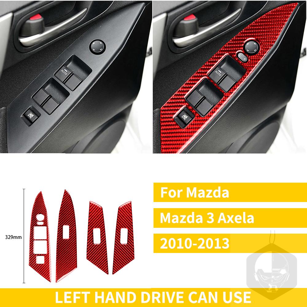 Red Carbon Fiber Whole Interior Stickers For Mazda 3 Axela 2010-2013 Car Accessories Dash Trim Gear Shift Console Cover Molding SW8