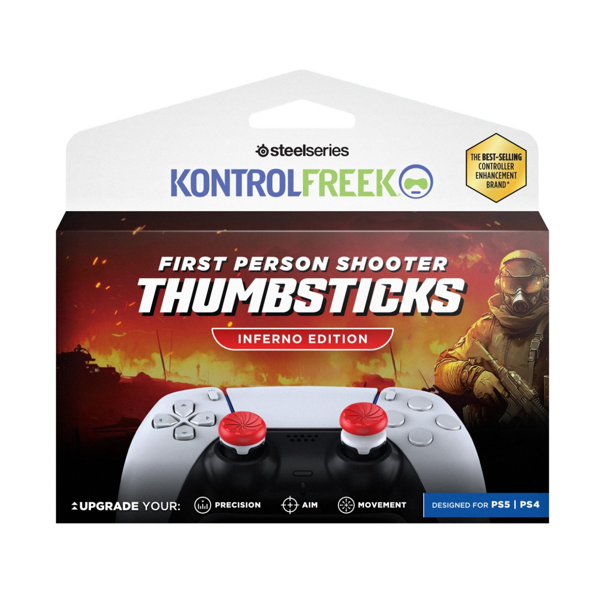 

KontrolFreek Inferno for PS4/5 Controllers, Improves Aiming Accuracy, 6150-PS5-EC, Red/White