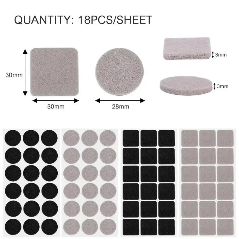 180/18Pcs Felt Pad Sticker Self Adhesive Desk Chair Sofa Legs Pads Square Round Bottom Furniture Table Legs Anti Scratch Cover