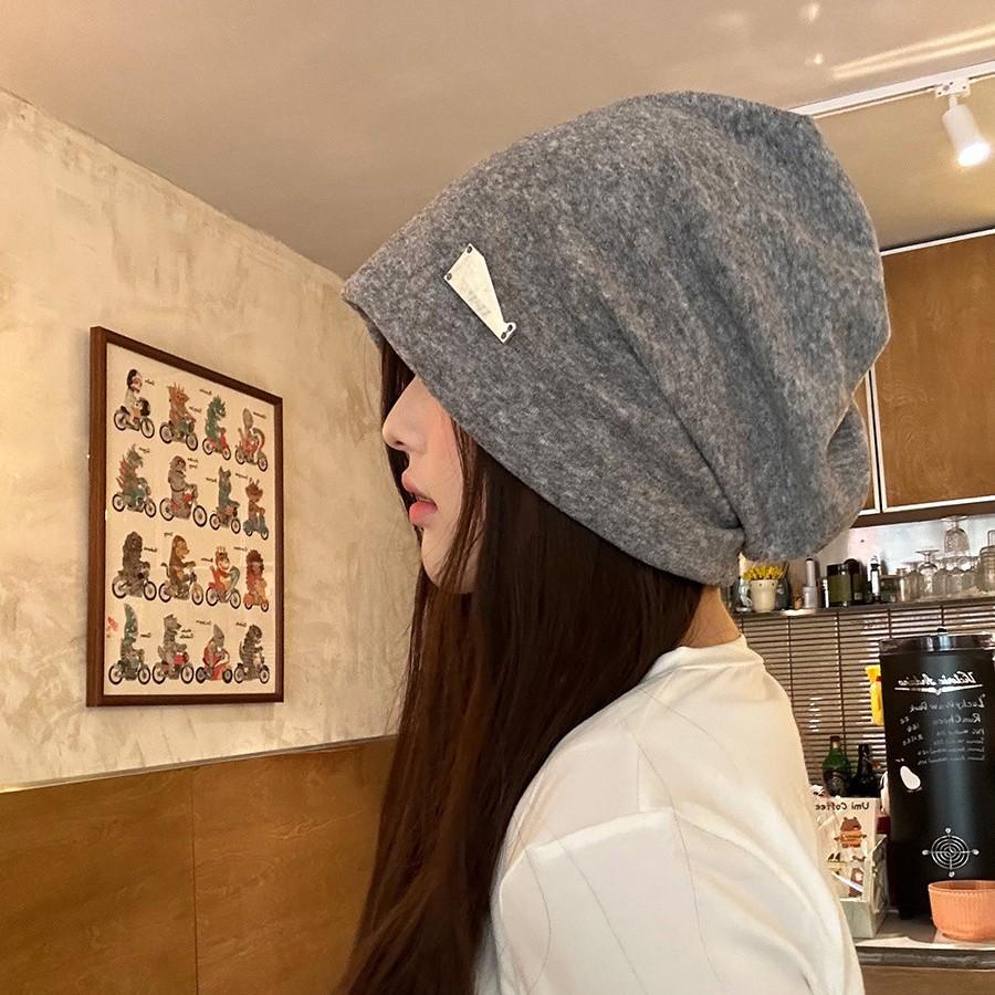 Women's Autumn/Winter Solid Color Slouchy Beanie - Versatile, Face-Covering, Casual Cold Weather Hat, Ideal for Postpartum.