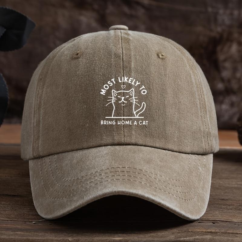 Lustige Buchstaben Katze Print Baseballkappe Unisex Outdoor Hut Mode Vielseitig Schirmmütze Trend